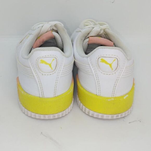 Puma Carma Summer Fade Girls Pre-owned White w/Yellow Fade Sneakers - sz. 5 1/2C - Picture 4 of 6